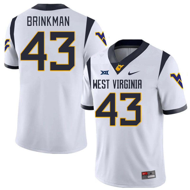 #43 Austin Brinkman West Virginia Mountaineers College 2024 New Uniforms Football Jerseys Stitched Sale-White